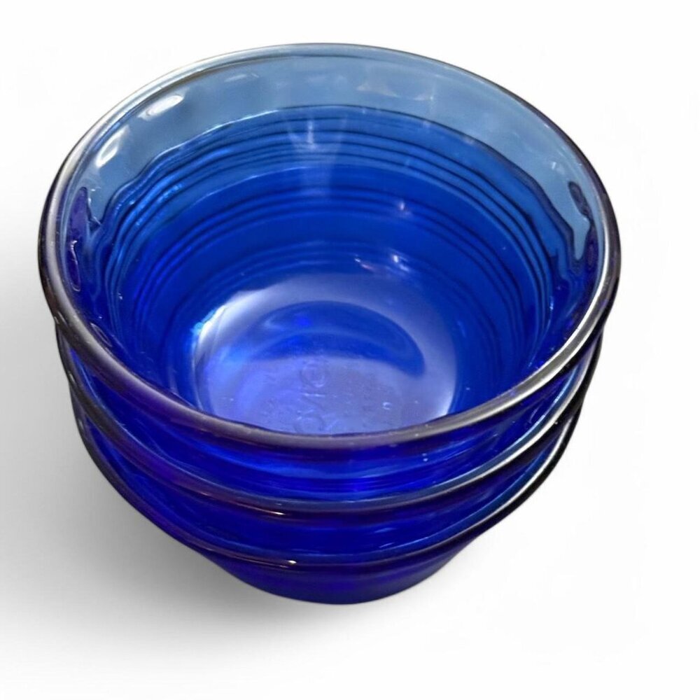 PYREX Vintage Glass Cobalt Blue Ramekin bowl 463 USA 6-oz 175ml Vintage Set 3 - Picture 6 of 7